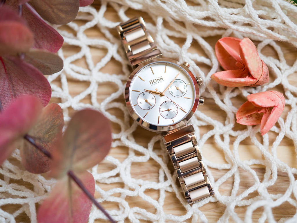 Hugo Boss Flawless Quartz White Dial Gold Steel Strap Watch for Women -1502531 Buy Now By Hugo Boss