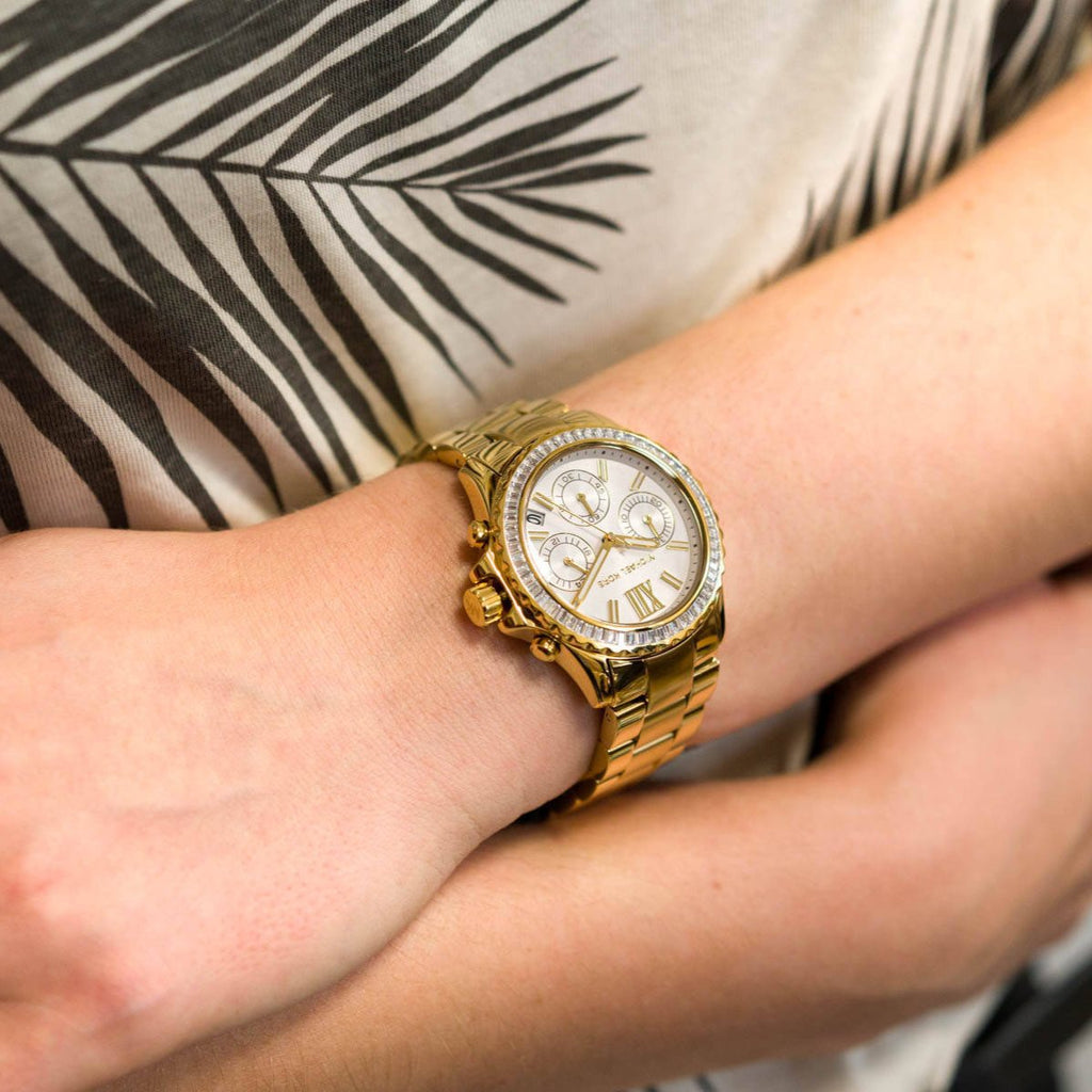 Michael Kors Everest Chronograph White Dial Gold Steel Strap Watch For Women - MK7212 Buy Now By Michael Kors