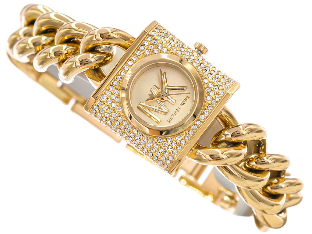 Michael Kors Chain Lock Pave Gold Dial Gold Steel Strap Watch For Women - MK4711 Buy Now By Michael Kors