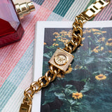 Michael Kors Chain Lock Pave Gold Dial Gold Steel Strap Watch For Women - MK4711 Buy Now By Michael Kors