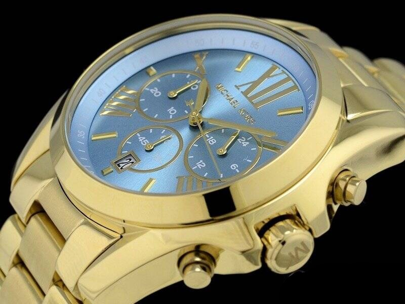 Michael Kors Bradshaw Chronograph Blue Dial Gold Steel Strap Watch For Women - MK5975 Buy Now By Michael Kors