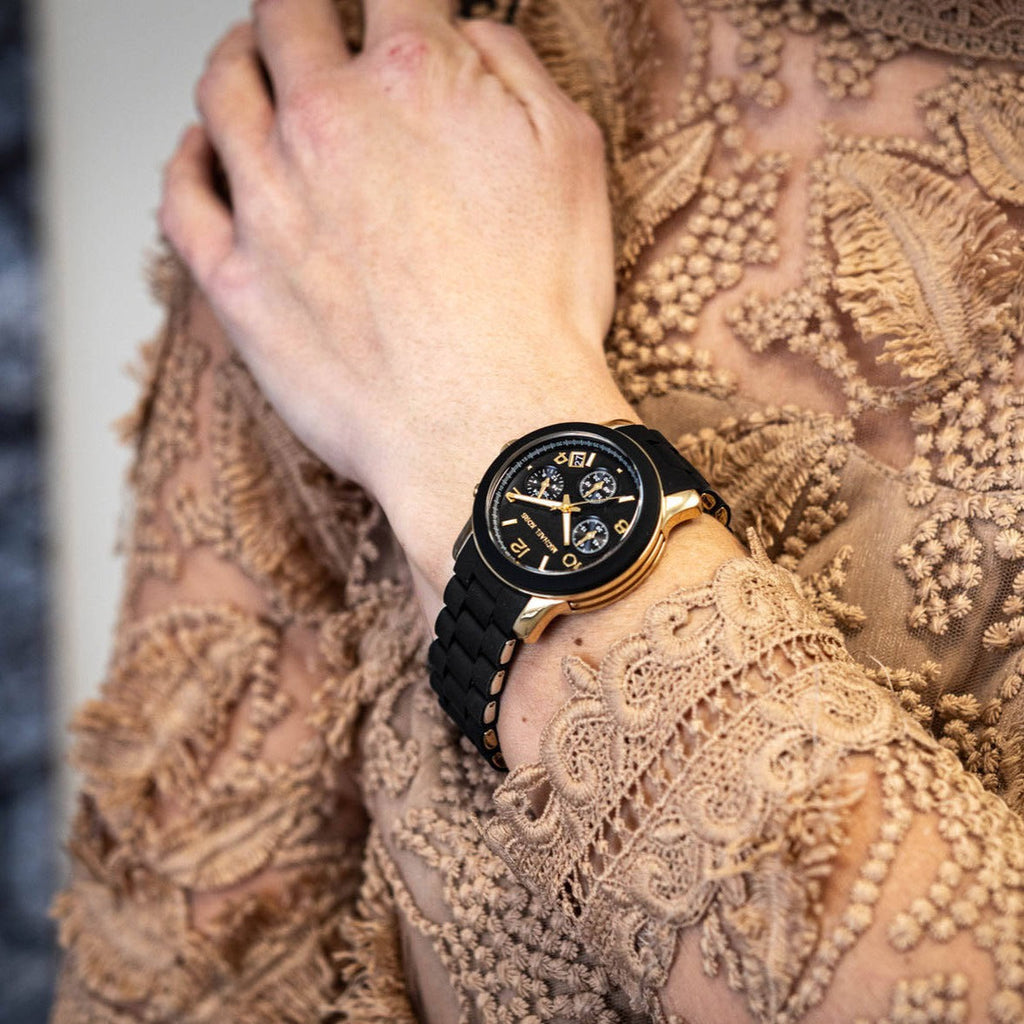 Michael Kors Runway Chronograph Black Dial Black Silicone Strap Watch For Women - MK7385 Buy Now By Michael Kors