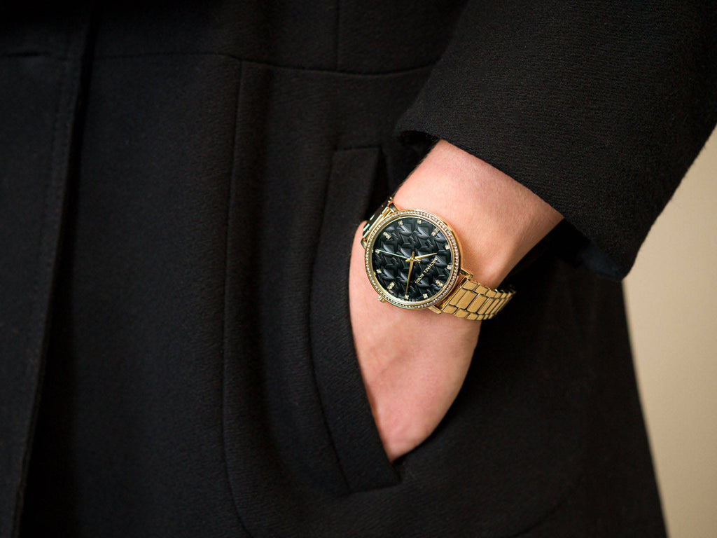 Michael Kors Pyper Three-Hand Black Dial Gold Steel Strap Watch For Women - MK4593 Buy Now By Michael Kors