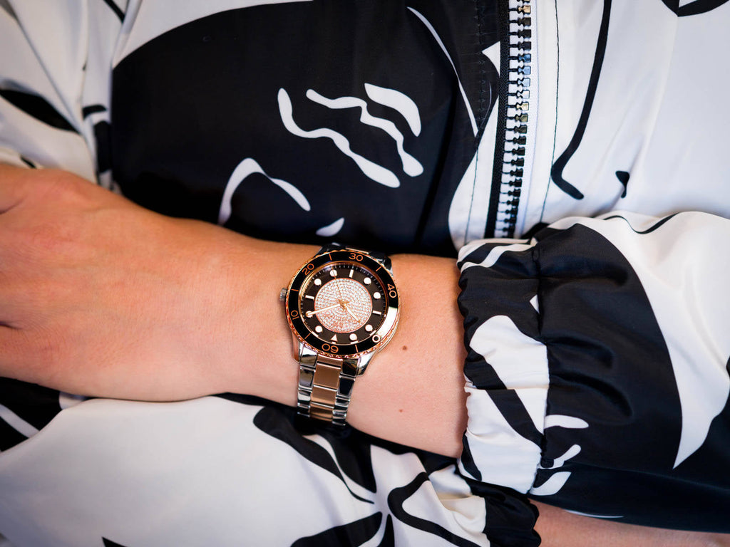 Michael Kors Runway Quartz Black Dial Two Tone Steel Strap Watch For Women - MK6960 Buy Now By Michael Kors