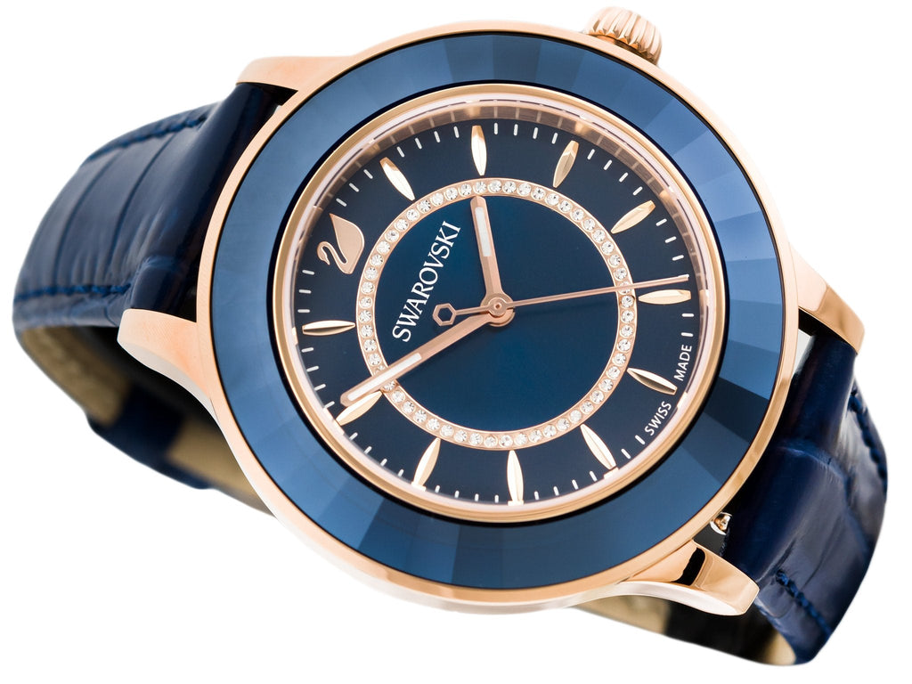 Swarovski Octea Lux Blue Dial Blue Leather Strap Watch for Women - 5414413 Buy Now By Swarovski