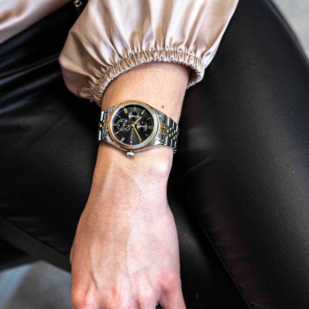 Tommy Hilfiger Monica Chronograph Black Dial Two Tone Steel Strap Watch For Women - 1782591 Buy Now By Tommy Hilfiger