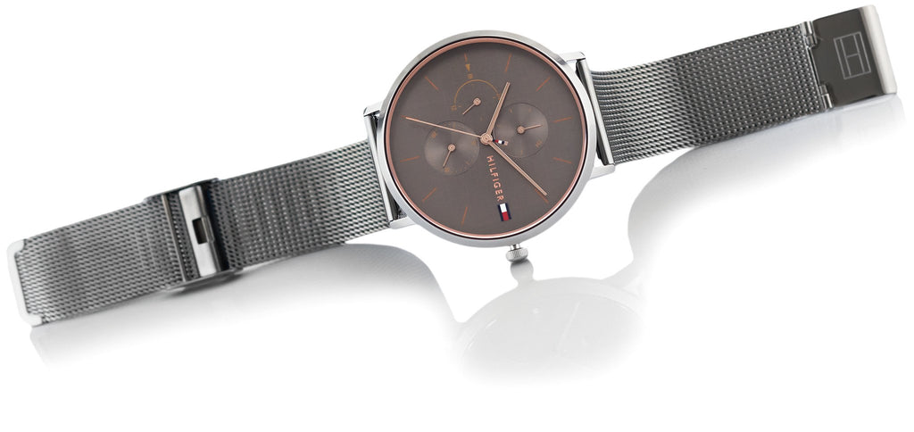 Tommy Hilfiger Jenna Multifunction Grey Dial Grey Mesh Bracelet Watch For Women - 1781945 Buy Now By Tommy Hilfiger