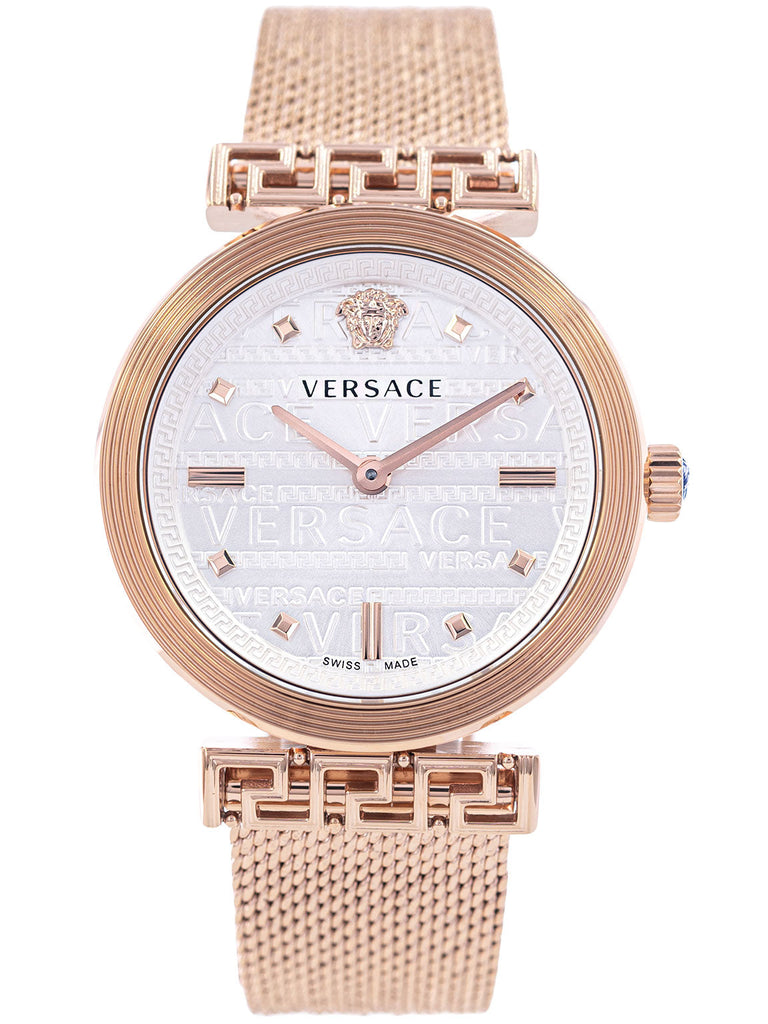 Versace Meander White Dial Rose Gold Mesh Bracelet Watch for Women - VELW00620 Buy Now By Versace