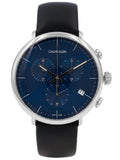 Calvin Klein High Noon Chronograph Blue Dial Black Leather Strap Watch for Men - K8M271CN Buy Now By Calvin Klein