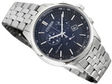 Citizen Eco Drive Chronograph Blue Dial Silver Steel Strap Watch For Men - AT2140-55L Buy Now By Citizen