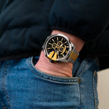 Diesel Mega Chief Chronograph Black Dial Two Tone Steel Strap Watch For Men - DZ4581 Buy Now By Diesel
