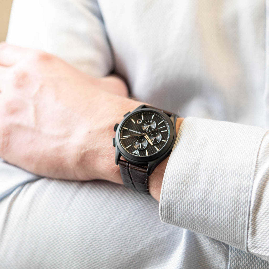 Emporio Armani Paolo Chronograph Black Dial Brown Leather Strap Watch For Men - AR11549 Buy Now By Emporio Armani