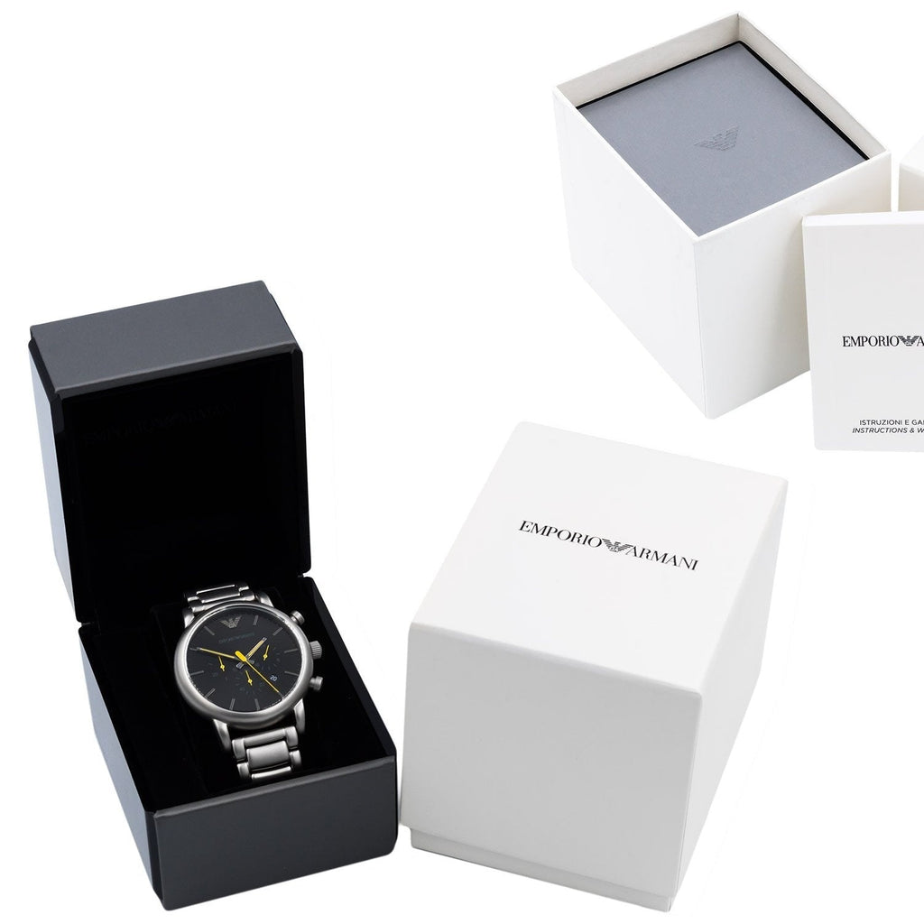 Emporio Armani Luigi Chronograph Skeleton Blue Dial Silver Steel Strap Watch For Men - AR60036 Buy Now By Emporio Armani