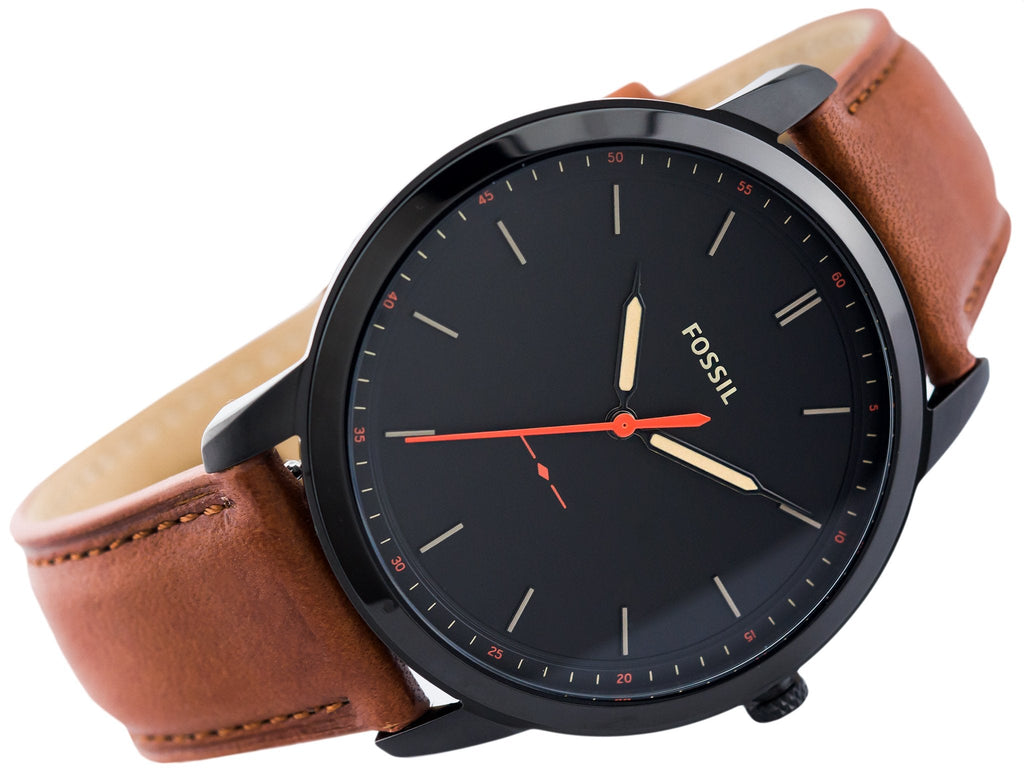 Fossil The Minimalist Black Dial Brown Leather Strap Watch for Men - FS5305 Buy Now By Fossil