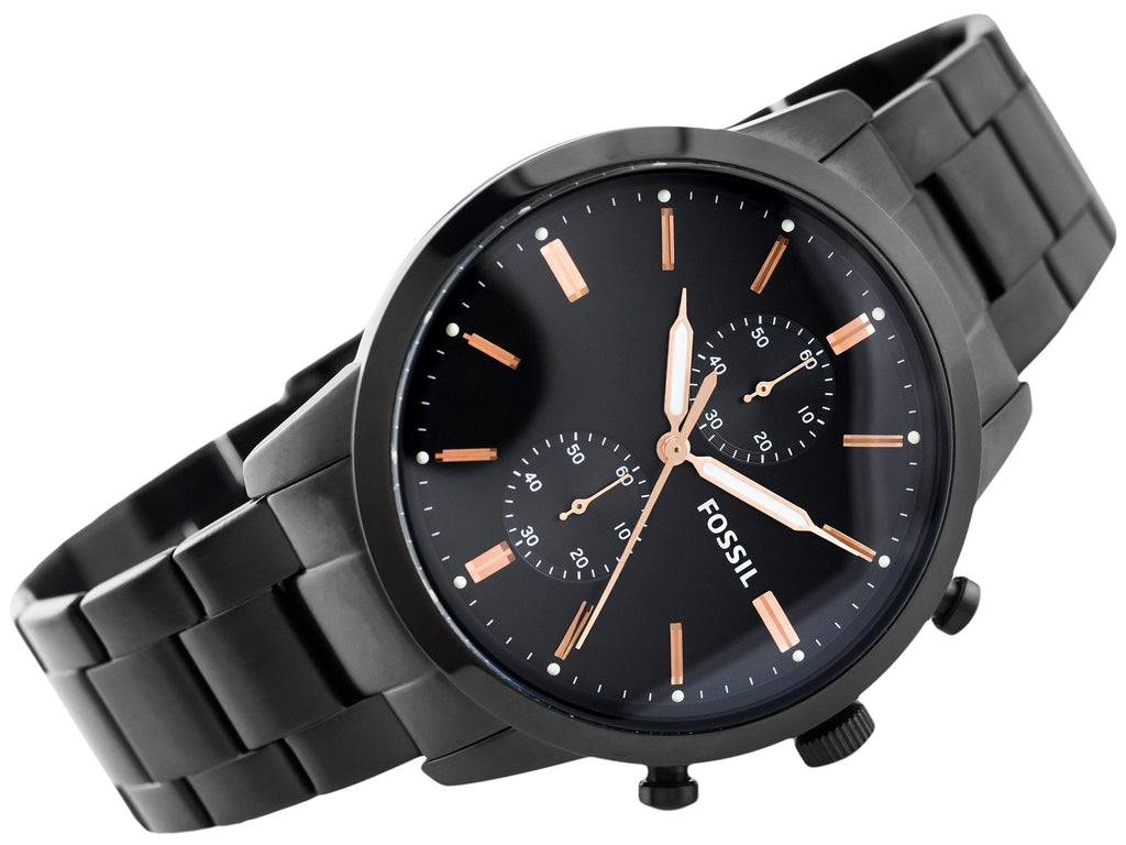 Fossil Townsman Chronograph Black Dial Black Steel Strap Watch for Men - FS5379 Buy Now By Fossil