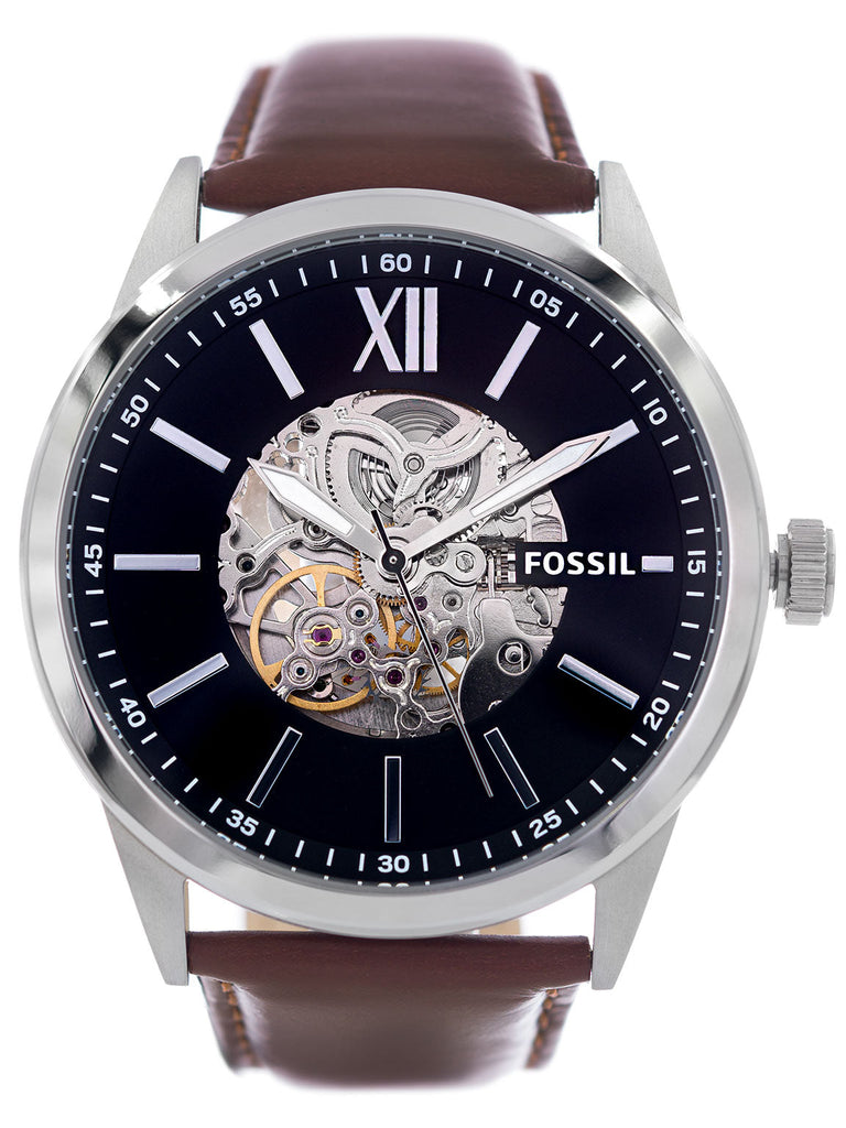 Fossil Flynn Automatic Black Dial Brown Leather Strap Watch for Men - BQ2270 Buy Now By Fossil