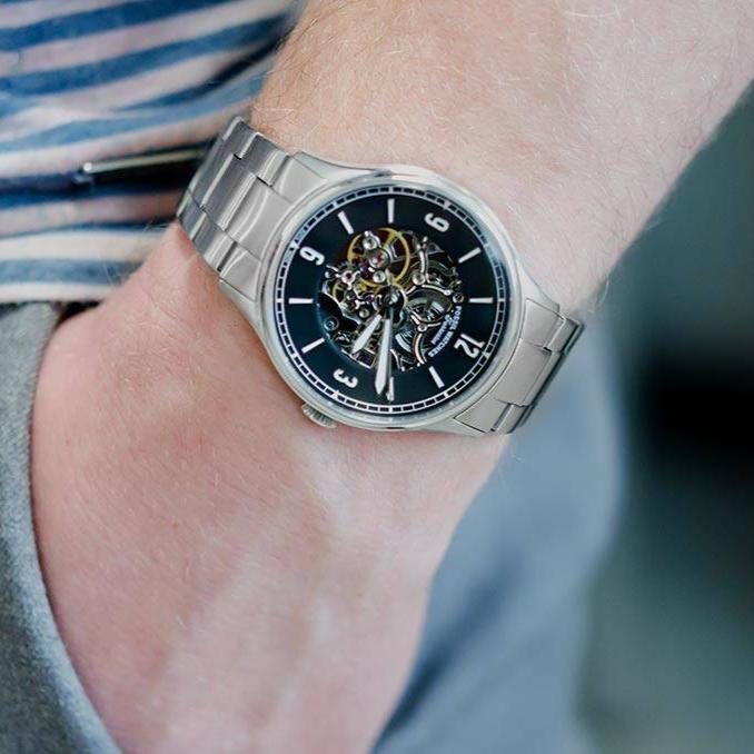 Fossil Forrester Automatic Skeleton Black Dial Silver Steel Strap Watch for Men - ME3180 Buy Now By Fossil