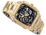 Fossil Inscription Automatic Skeleton Black Dial Gold Steel Strap Watch for Men - BQ2573 Buy Now By Fossil