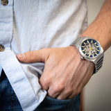 Fossil Everett Automatic Skeleton Blue Dial Silver Steel Strap Watch for Men - ME3220 Buy Now By Fossil