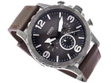 Fossil Nate Chronograph Grey Dial Brown Leather Strap Watch for Men - JR1424 Buy Now By Fossil