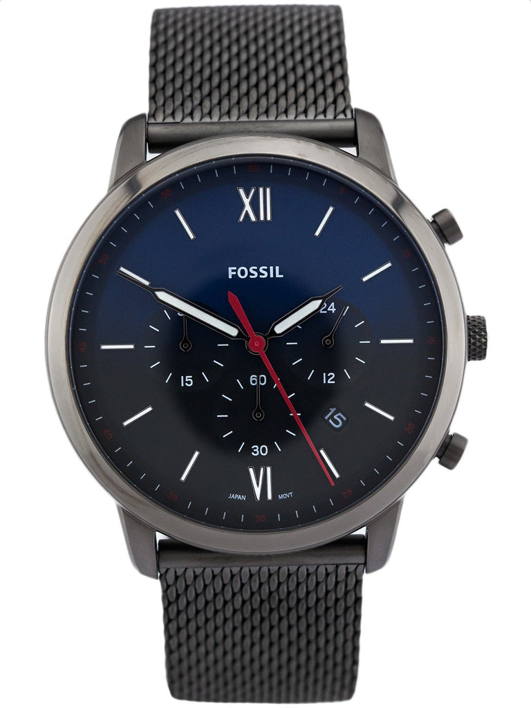 Fossil Neutra Chronograph Blue Dial Silver Mesh Bracelet Watch for Men - FS5383 Buy Now By Fossil