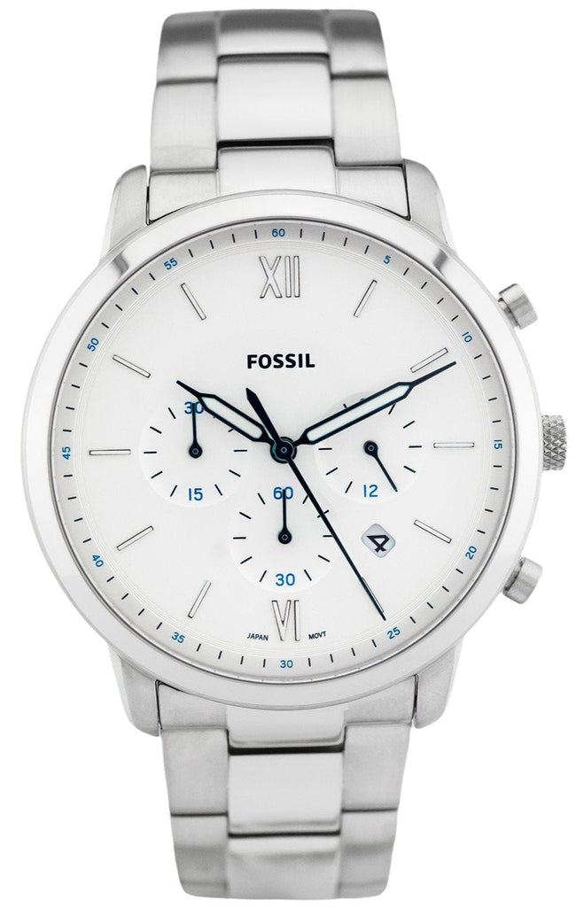 Fossil Neutra Chronograph White Dial Silver Steel Strap Watch for Men - FS5433 Buy Now By Fossil