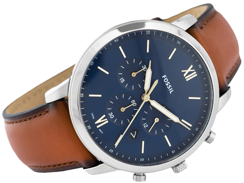 Fossil Neutra Chronograph Blue Dial Brown Leather Strap Watch for Men - FS5453 Buy Now By Fossil