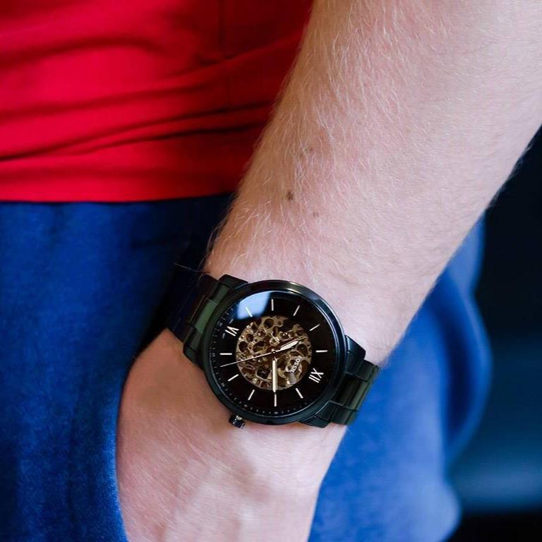 Fossil Neutra Automatic Skeleton Black Dial Black Steel Strap Watch for Men - ME3183 Buy Now By Fossil