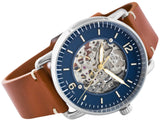 Fossil Commuter Automatic Skeleton Blue Dial Brown Leather Strap Watch for Men - ME3159 Buy Now By Fossil