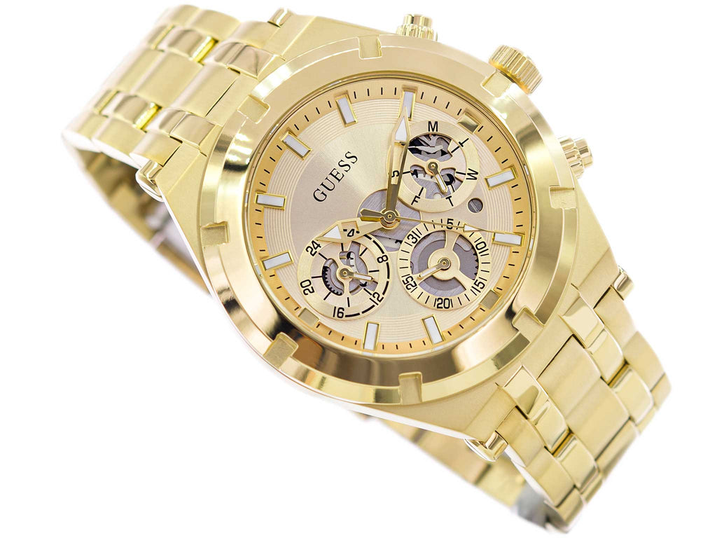 Guess Continental Gold Dial Gold Steel Strap Watch For Men - GW0260G4 Buy Now By Guess