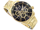 Guess Axle Multifunction Black Dial Gold Steel Strap Watch For Men - GW0488G2 Buy Now By Guess