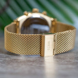 Guess Continental Chronograph Black Dial Gold Mesh Strap Watch For Men - GW0582G2 Buy Now By Guess