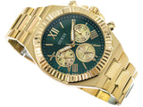 Guess Equity Analog Green Dial Gold Steel Strap Watch For Men - GW0703G2 Buy Now By Guess