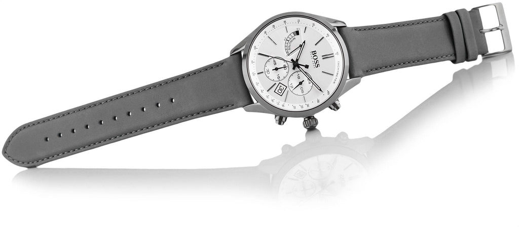 Hugo Boss Grand Prix White Dial Grey Leather Strap Watch for Men - 1513633 Buy Now By Hugo Boss