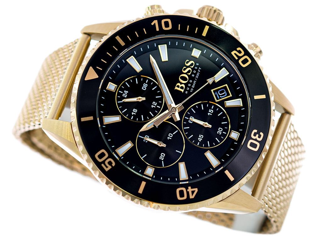Hugo Boss Admiral Chronograph Black Dial Gold Mesh Bracelet Watch for Men - 1513906 Buy Now By Hugo Boss