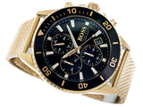 Hugo Boss Admiral Chronograph Black Dial Gold Mesh Bracelet Watch for Men - 1513906 Buy Now By Hugo Boss