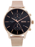Hugo Boss Associate Black Dial Rose Gold Mesh Bracelet Watch for Men - 1513806 Buy Now By Hugo Boss