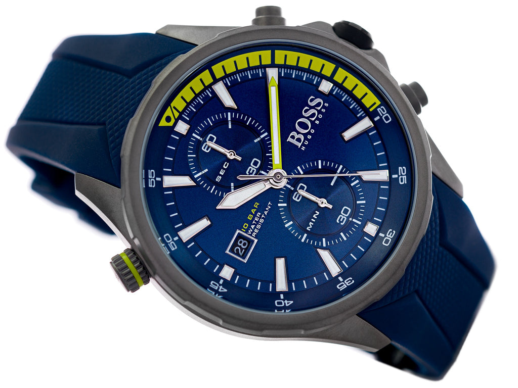 Hugo Boss Globetrotter Blue Dial Blue Silicone Strap Watch for Men - 1513821 Buy Now By Hugo Boss