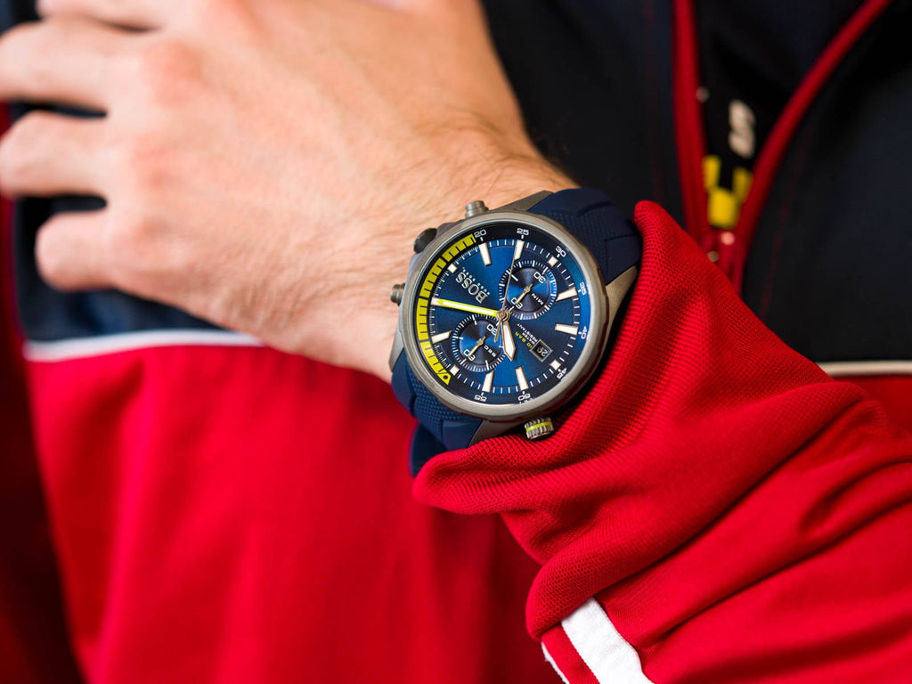 Hugo Boss Globetrotter Blue Dial Blue Silicone Strap Watch for Men - 1513821 Buy Now By Hugo Boss