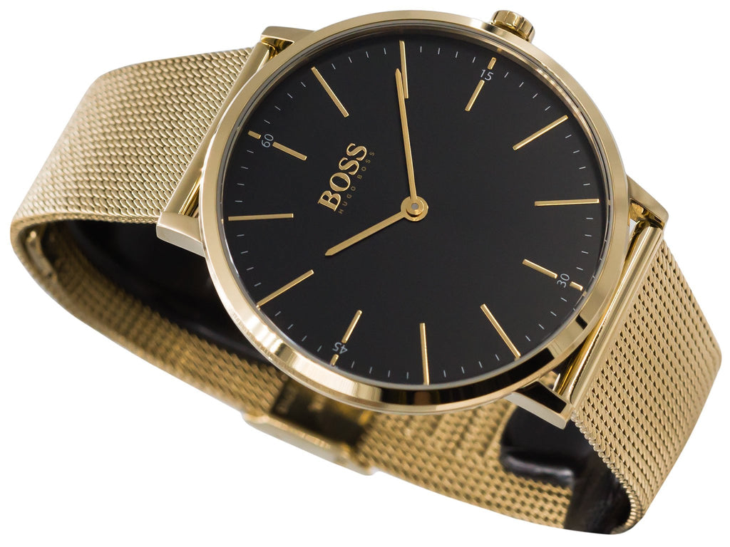 Hugo Boss Horizon Quartz Black Dial Gold Mesh Bracelet Watch For Men - 1513735 Buy Now By Hugo Boss