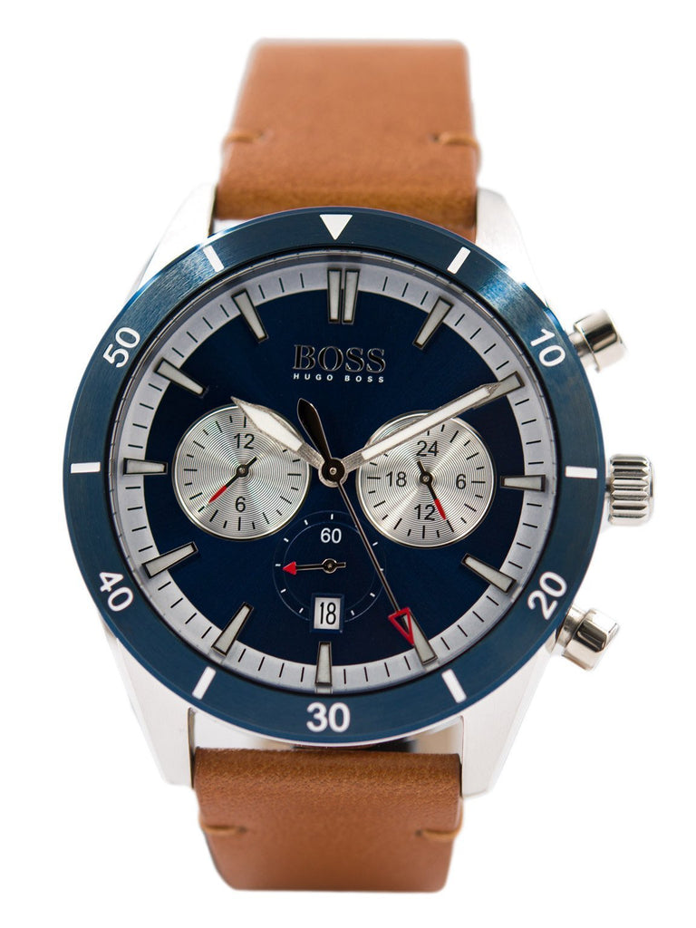 Hugo Boss Santiago Blue Dial Brown Leather Strap Watch for Men - 1513860 Buy Now By Hugo Boss