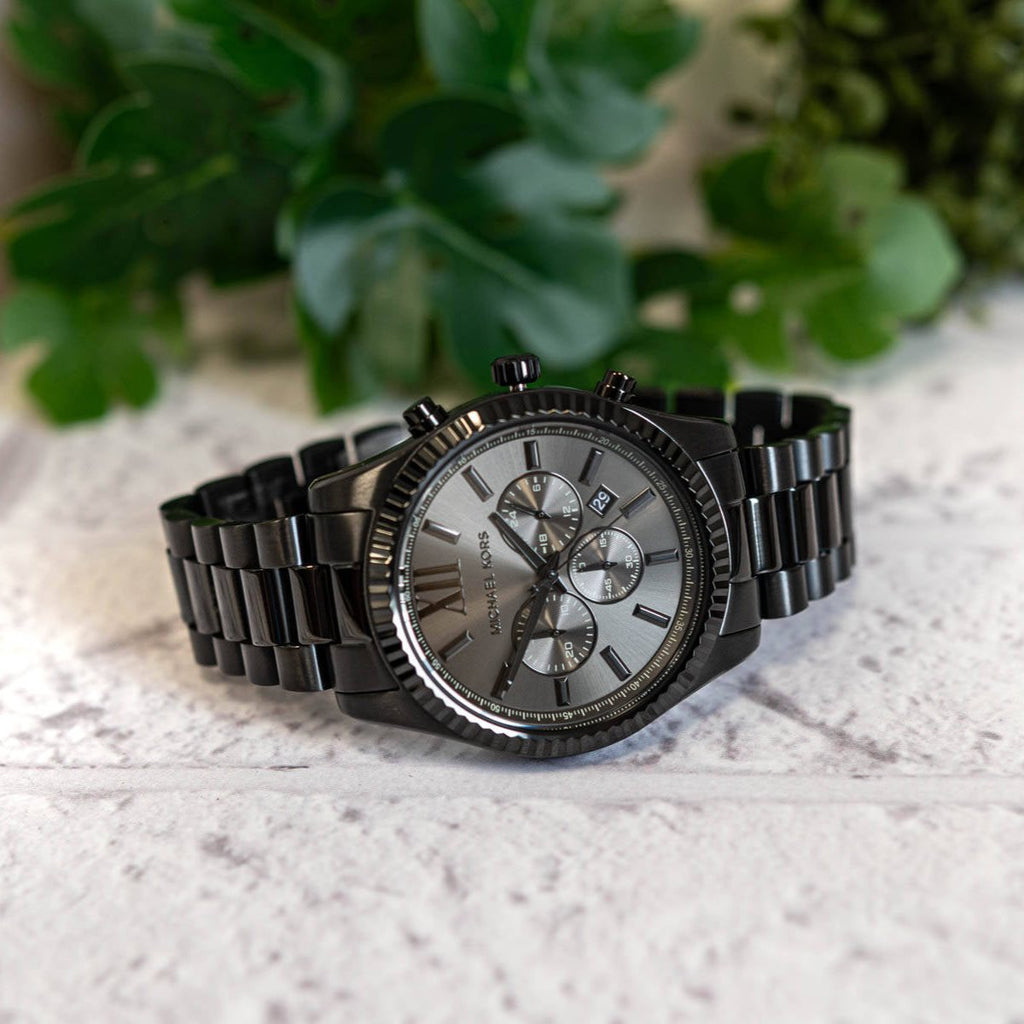 Michael Kors Lexington Chronograph Black Dial Black Steel Strap Watch for Men - MK9154 Buy Now By Michael Kors
