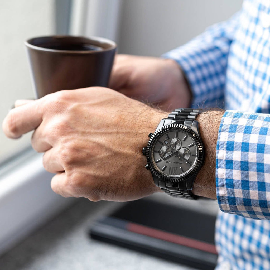 Michael Kors Lexington Chronograph Black Dial Black Steel Strap Watch for Men - MK9154 Buy Now By Michael Kors