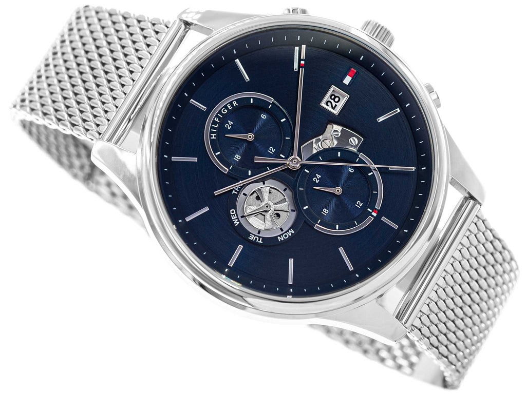 Tommy Hilfiger Weston Chronograph Blue Dial Silver Mesh Bracelet Watch For Men - 1710504 Buy Now By Tommy Hilfiger