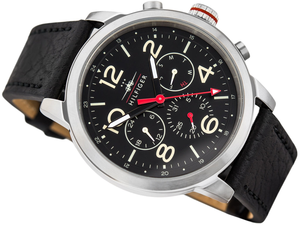 Tommy Hilfiger Jake Chronograph Black Dial Black Leather Strap Watch for Men - 1791232 Buy Now By Tommy Hilfiger