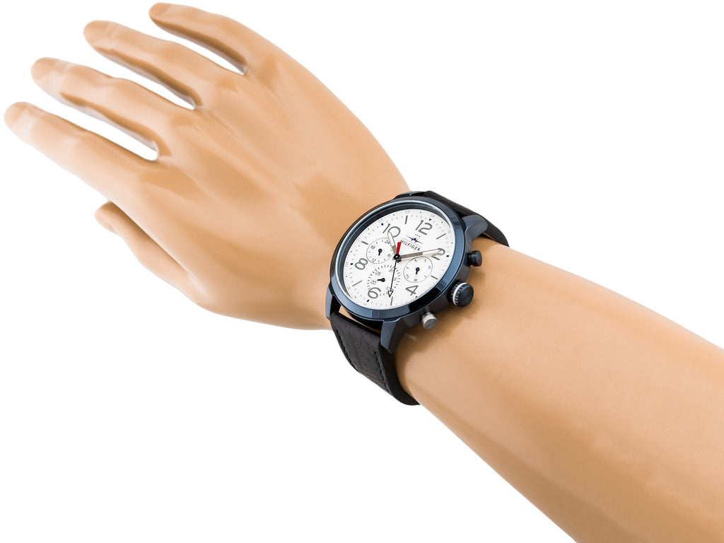 Tommy Hilfiger Jake Multi Function Quartz White Dial Black Leather Strap Watch for Men - 1791235 Buy Now By Tommy Hilfiger