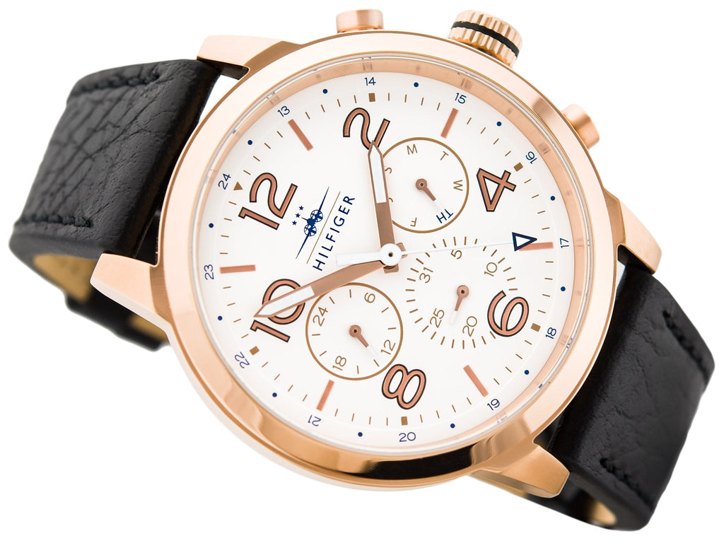 Tommy Hilfiger Jake Multifunction White Dial Black Leather Strap Watch for Men - 1791236 Buy Now By Tommy Hilfiger