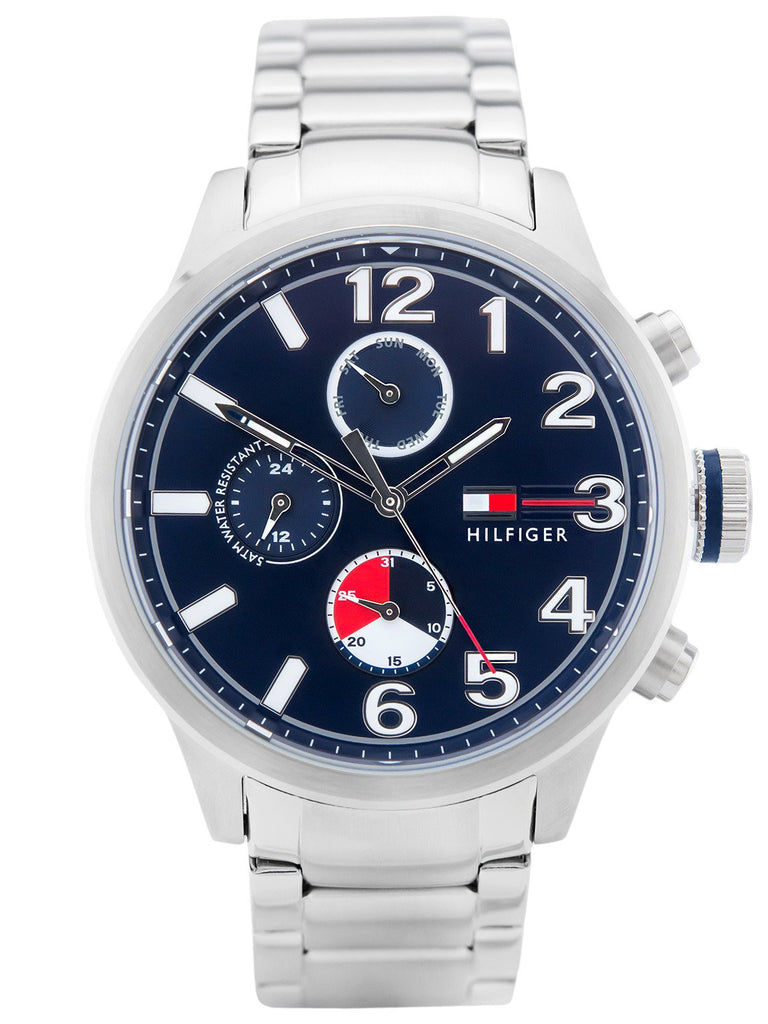 Tommy Hilfiger Jackson Chronograph Blue Dial Silver Steel Strap Watch for Men - 1791242 Buy Now By Tommy Hilfiger
