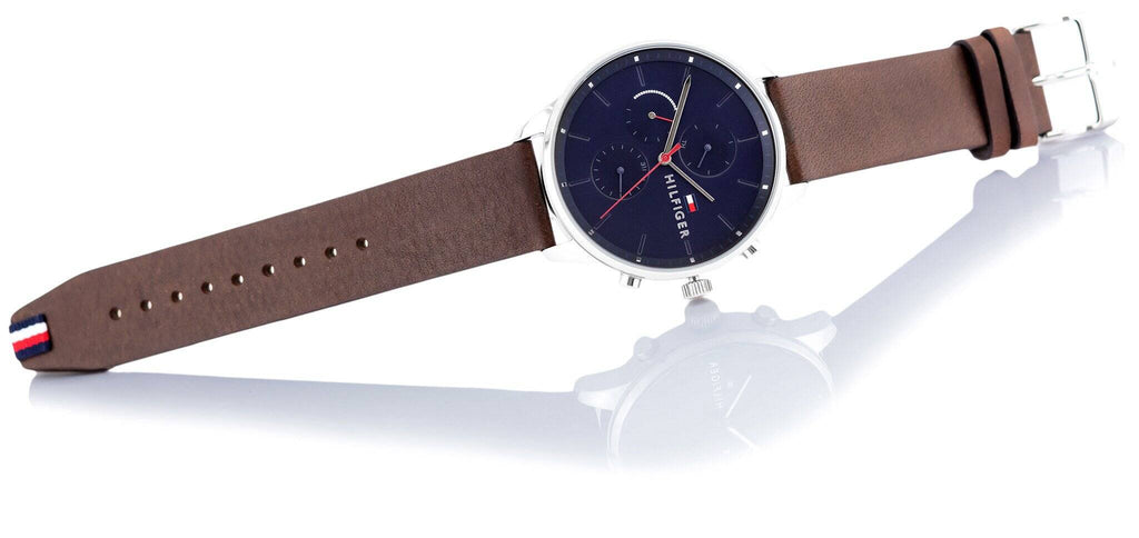Tommy Hilfiger Chase Chronograph Grey Dial Brown Leather Strap Watch For Men - 1791487 Buy Now By Tommy Hilfiger