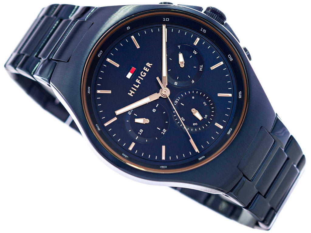 Tommy Hilfiger Justin Chronograph Blue Dial Blue Steel Strap Watch For Men - 1792058 Buy Now By Tommy Hilfiger